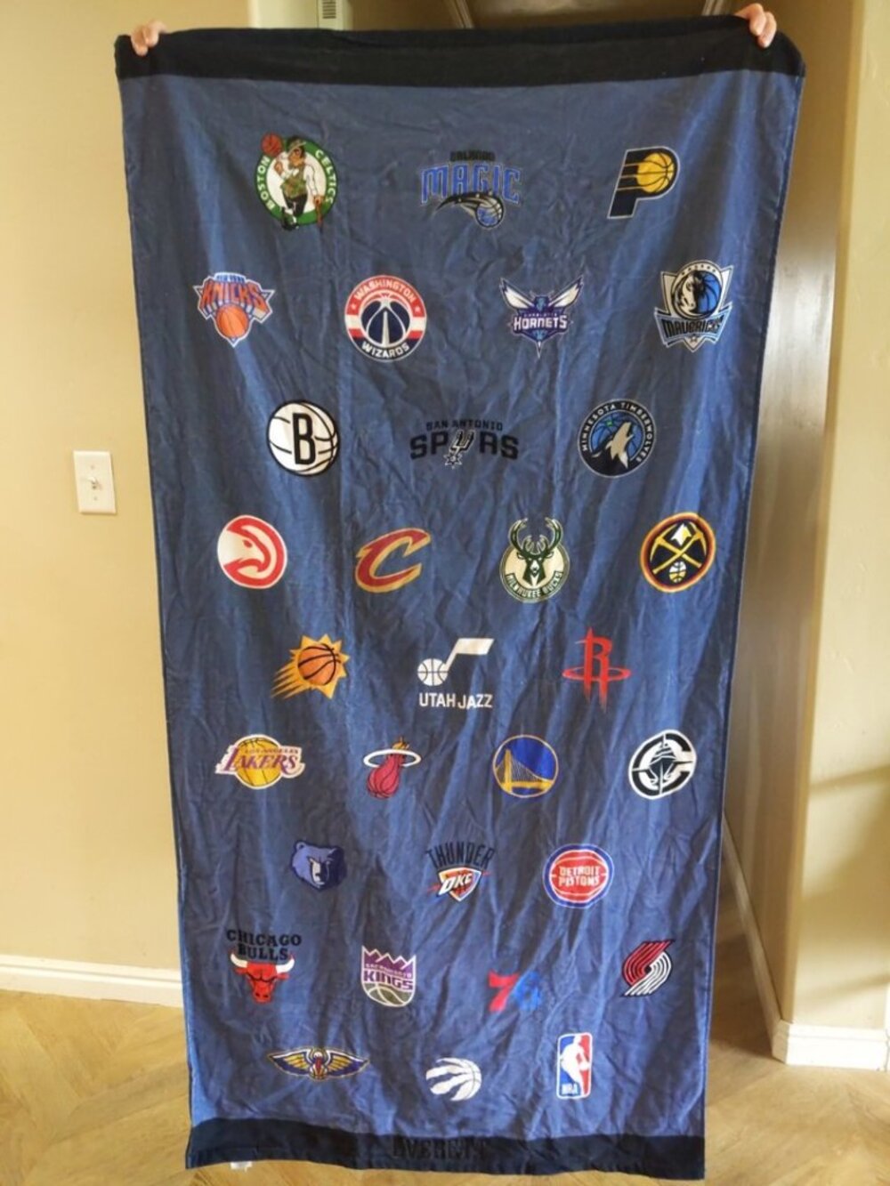 Pottery Barn Teen NBA All Teams Beach / Bath Towel monogram doesn't show